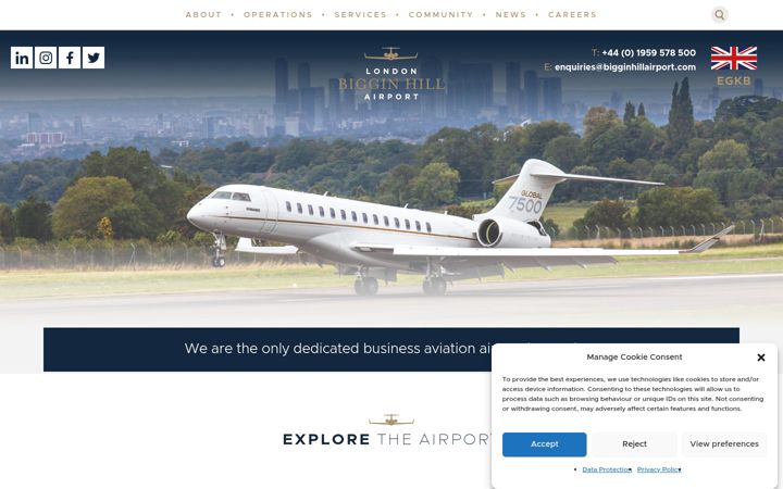 Screenshot of bigginhillairport.com