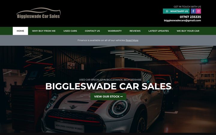 Screenshot of biggleswadecarsales.com