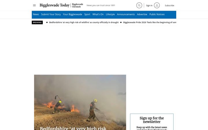 Screenshot of biggleswadetoday.co.uk
