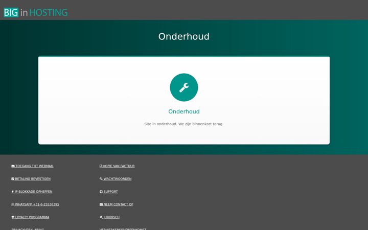 Screenshot of biginhosting.nl