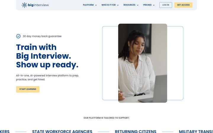 Screenshot of biginterview.com