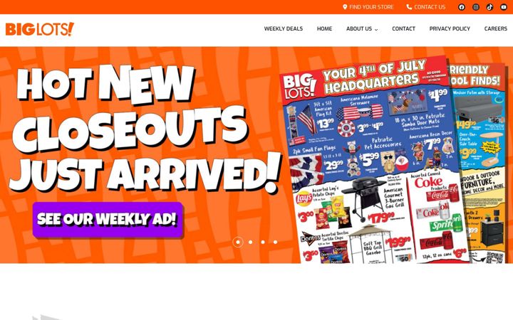 Posnetek zaslona biglots.com