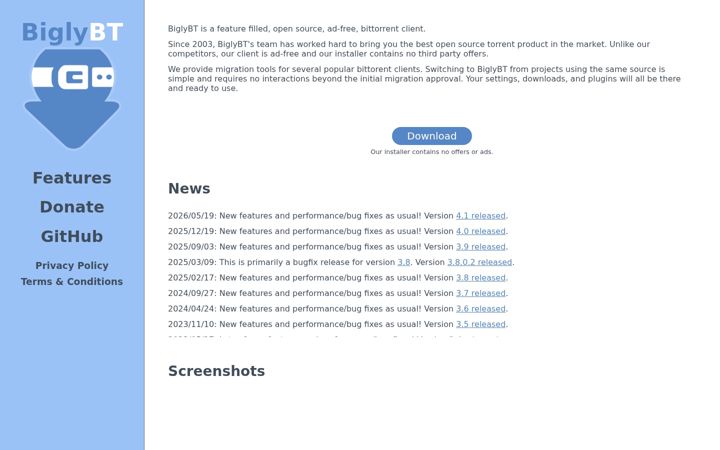 Screenshot of biglybt.com