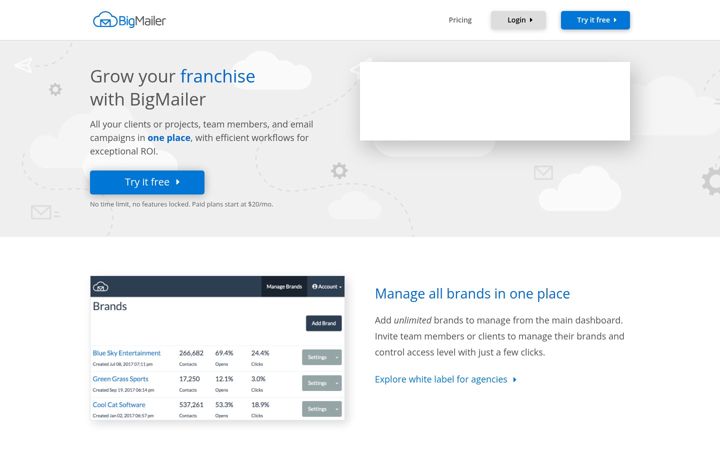 Screenshot of bigmailer.io