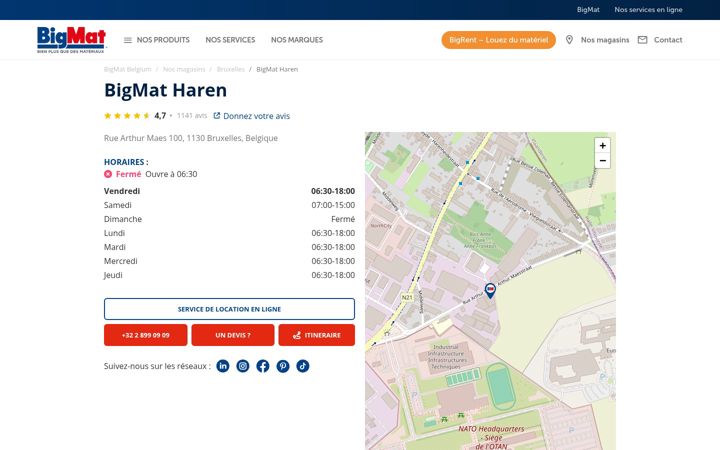 Screenshot of bigmat-haren.be