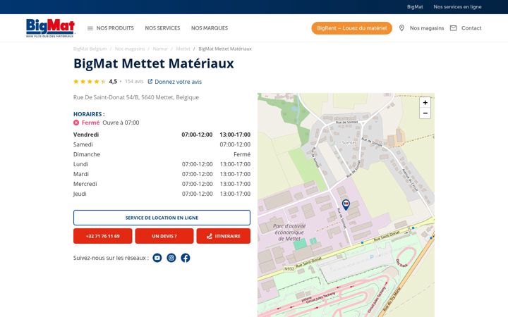 Screenshot of bigmat-mettet.be