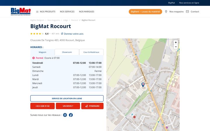 Screenshot of bigmat-rocourt.be