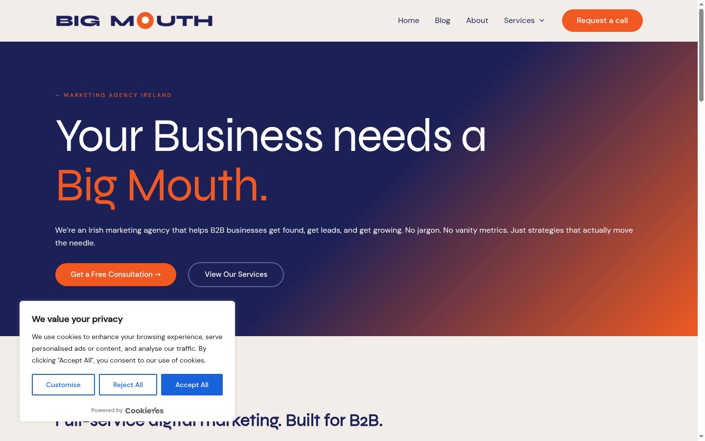 Screenshot of the consent banner shown before any interaction