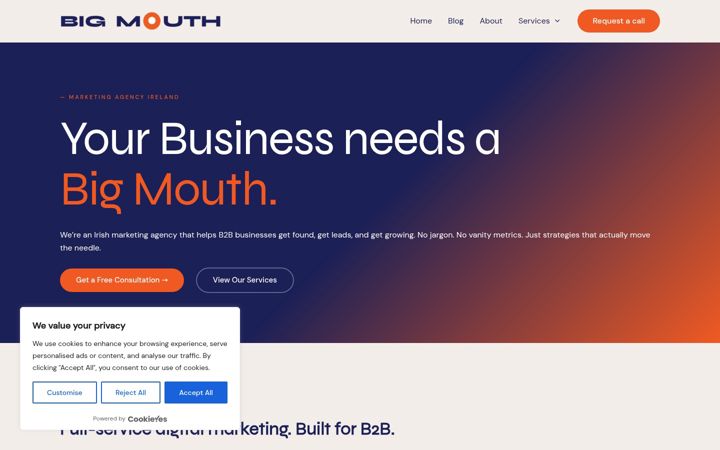 Screenshot of bigmouthmarketing.ie