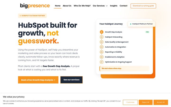 Screenshot of bigpresence.co.uk