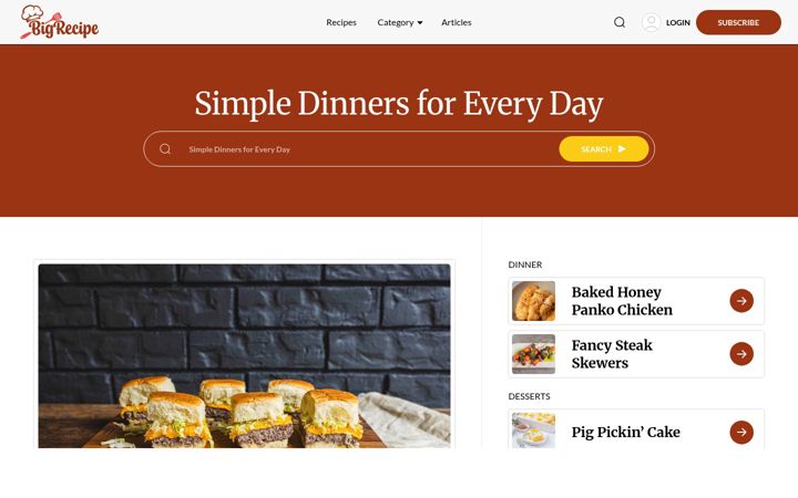 Screenshot of bigrecipe.com