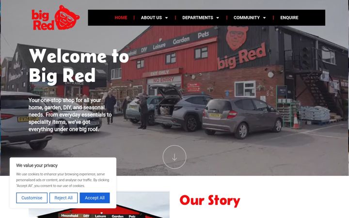 Screenshot stránky bigredshed.uk