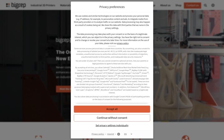Screenshot of bigrep.com