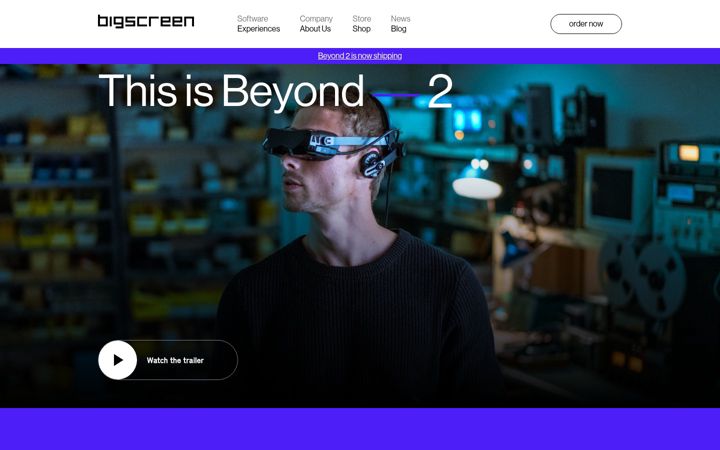 Screenshot of bigscreenvr.com