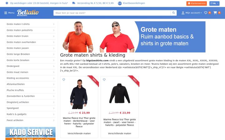 Screenshot of bigsizeshirts.com