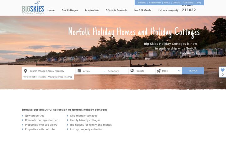 Screenshot stránky bigskiesholidaycottages.co.uk
