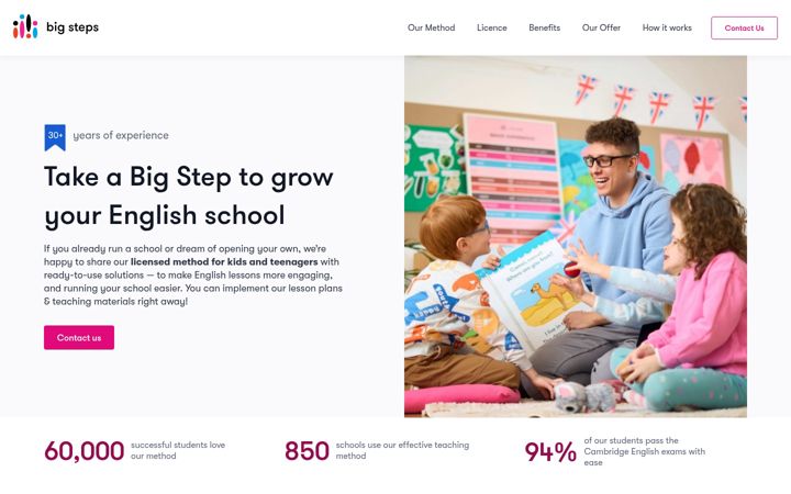 Snímek obrazovky bigsteps-licence.com