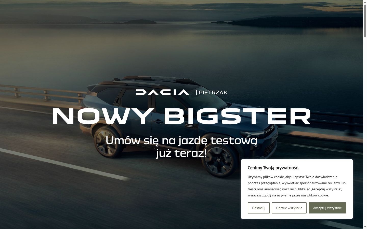 Zrzut ekranu banera zgody wyświetlanego przed jakąkolwiek interakcją