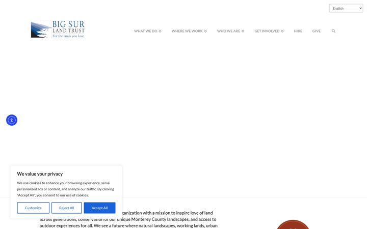 Ekrānuzņēmums no bigsurlandtrust.org