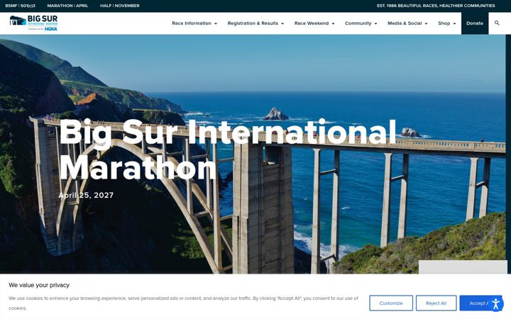 Ekrānuzņēmums no bigsurmarathon.org