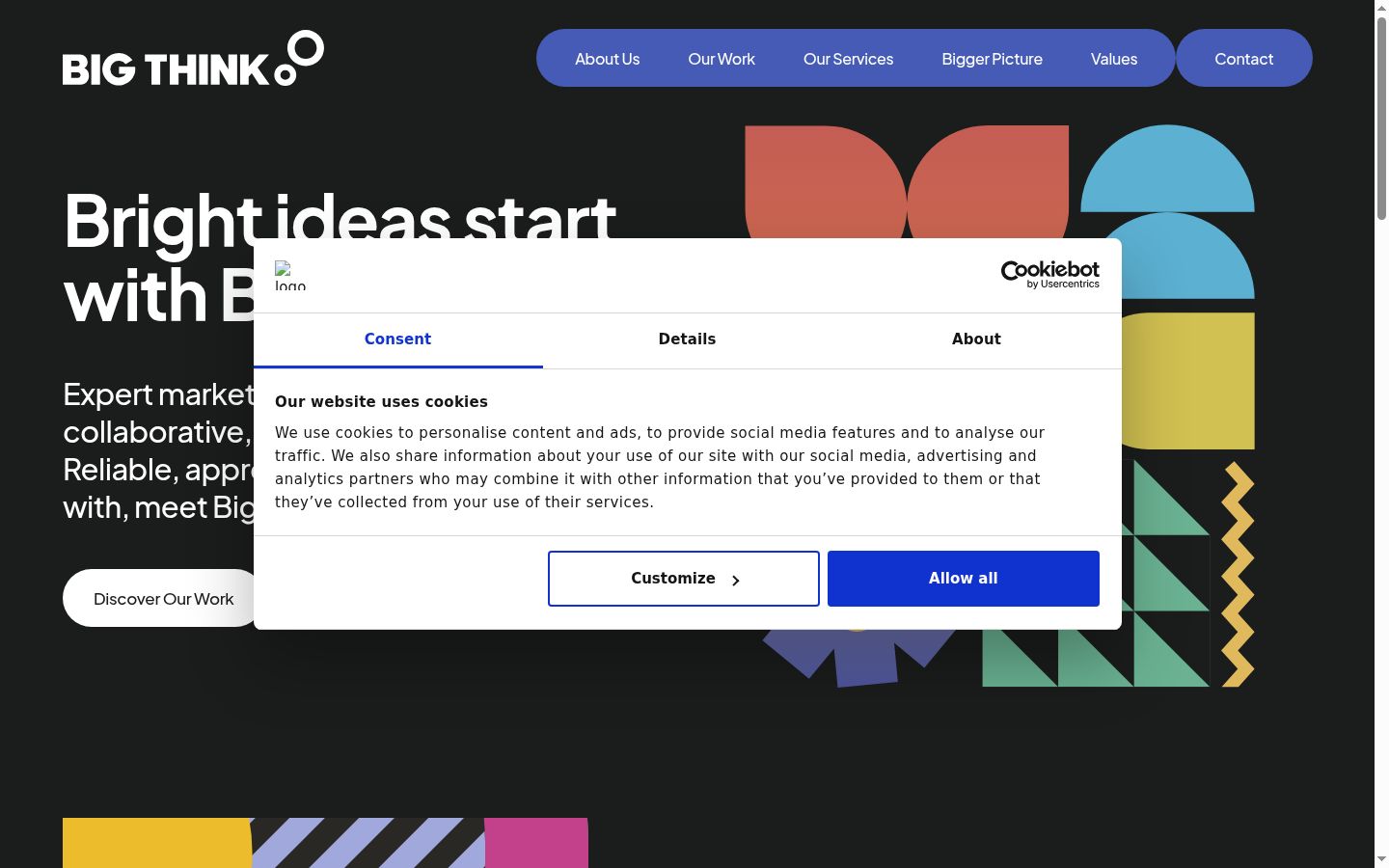 Screenshot van de toestemmingsbanner zoals getoond vóór enige interactie