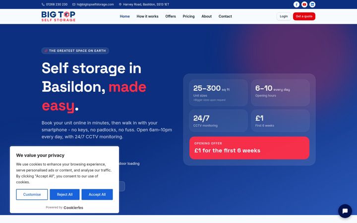 Screenshot of bigtopselfstorage.com