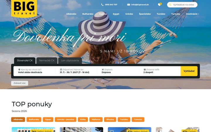 Screenshot di bigtravel.sk