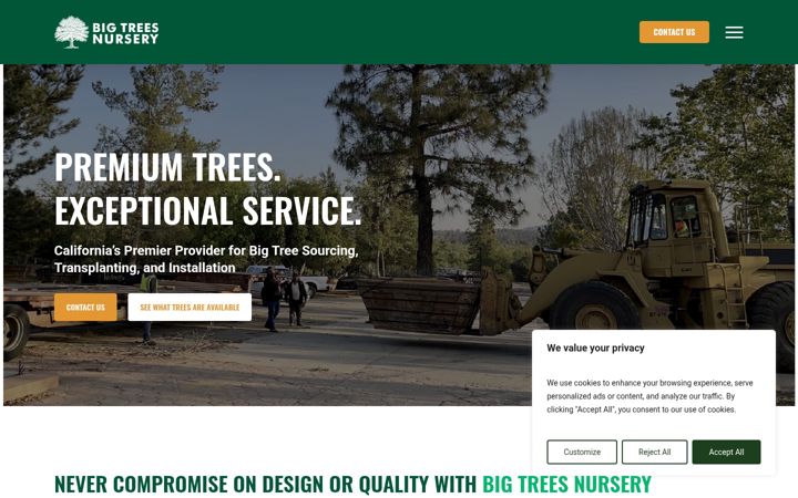 Screenshot of bigtreesnursery.com