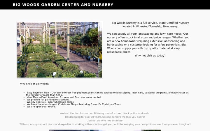 Screenshot of bigwoodsnursery.com
