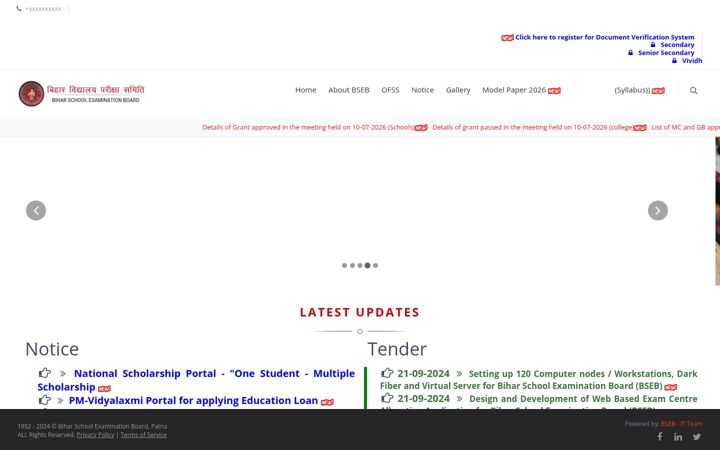 Screenshot of biharboardonline.com