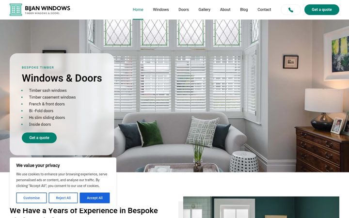 Screenshot of bijanwindows.co.uk