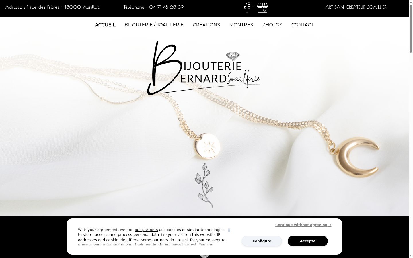 Capture d'écran de la bannière de consentement affichée avant toute interaction