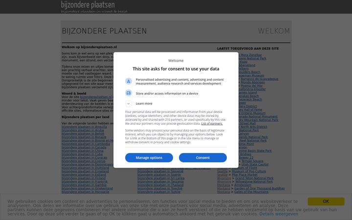 Snímek obrazovky bijzondereplaatsen.nl