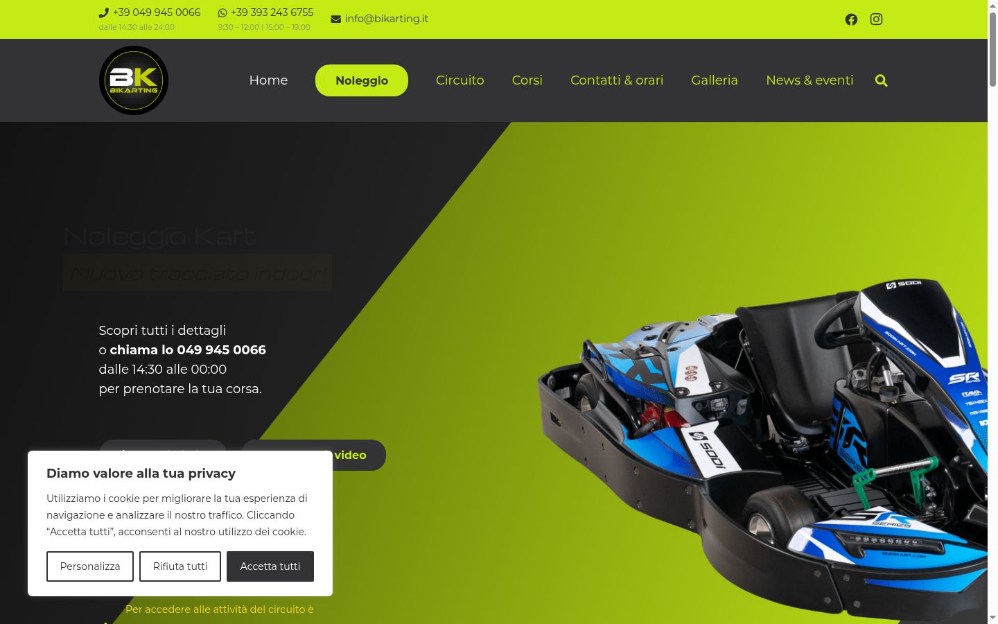 Screenshot del banner di consenso mostrato prima di qualsiasi interazione