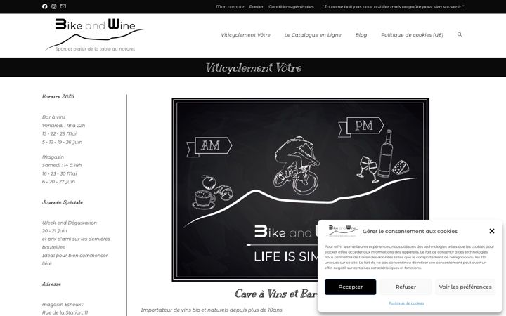 Screenshot of bike-and-wine.be
