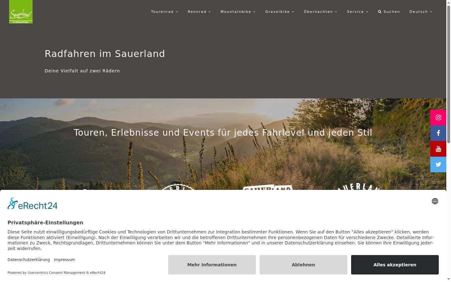 Screenshot des Einwilligungsbanners vor jeglicher Interaktion