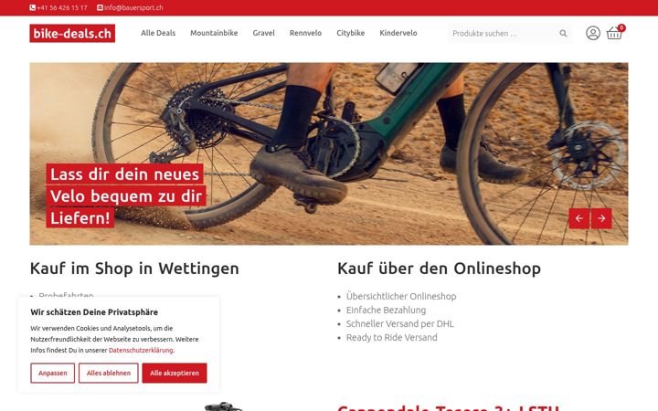 Screenshot of bike-deals.ch
