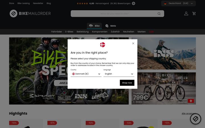 Screenshot of bike-mailorder.es