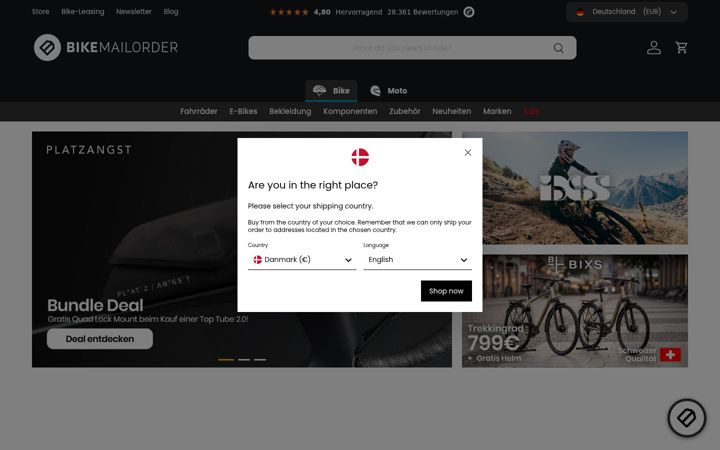 Screenshot of bike-mailorder.nl