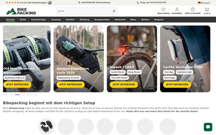 Screenshot stránky bike-packing.de