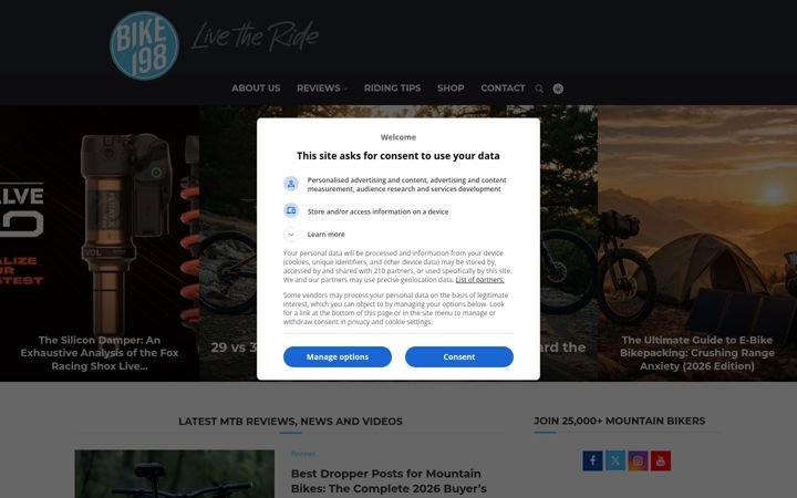 Screenshot of bike198.com