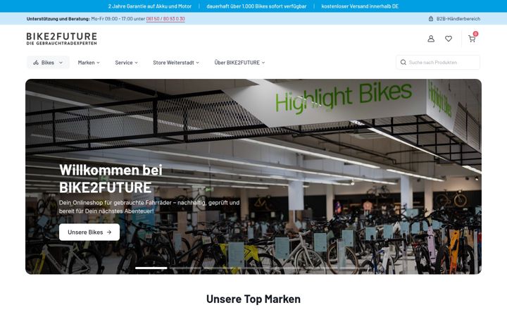 Screenshot of bike2future.de