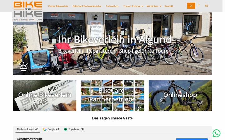 Screenshot of bikeandhike.it