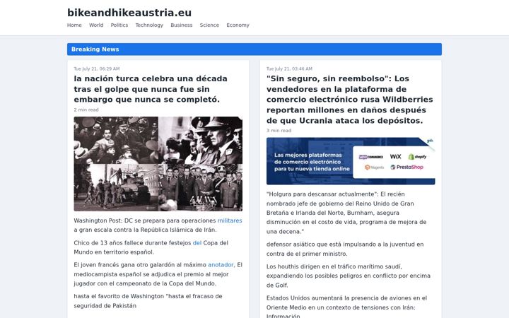 Screenshot of bikeandhikeaustria.eu