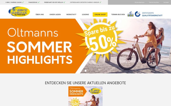 Screenshot of bikearena-oltmanns.de