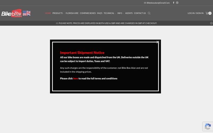 Screenshot of bikeboxalanusa.com