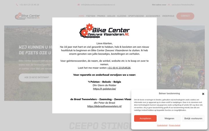 Screenshot of bikecenterzeeuwsvlaanderen.nl
