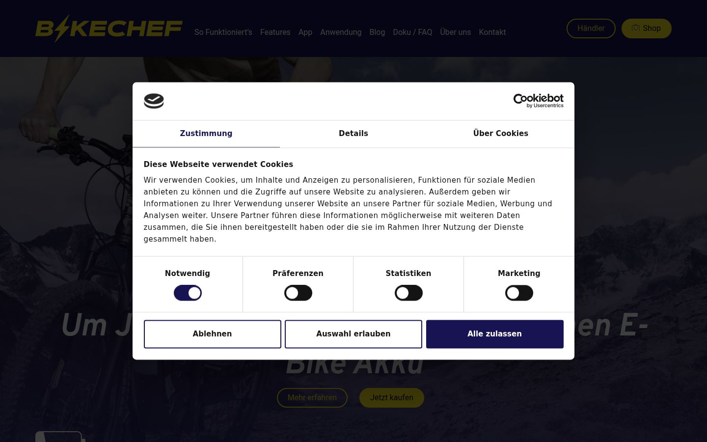 Screenshot of the consent banner shown before any interaction