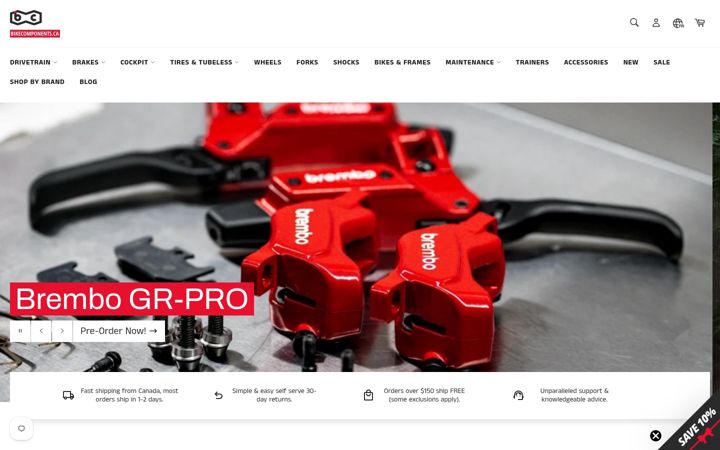 Captura de ecrã de bikecomponents.ca