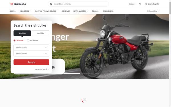 Screenshot of bikedekho.com